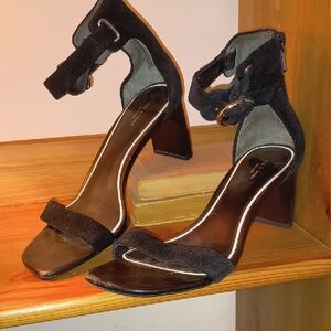 Rag & Bone Black Suede Block Heel Sandals